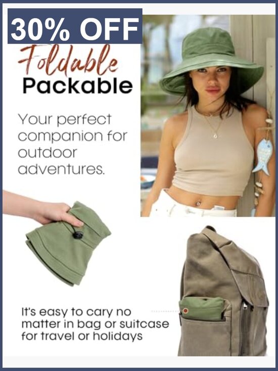 Wide Brim Sun Hat with Ponytail Hole UPF 50+ Adjustable Outdoor Hat main image 4